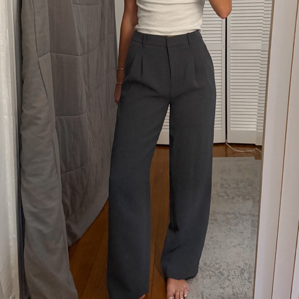 Aritzia Wide Leg Pants in Charcoal Gray